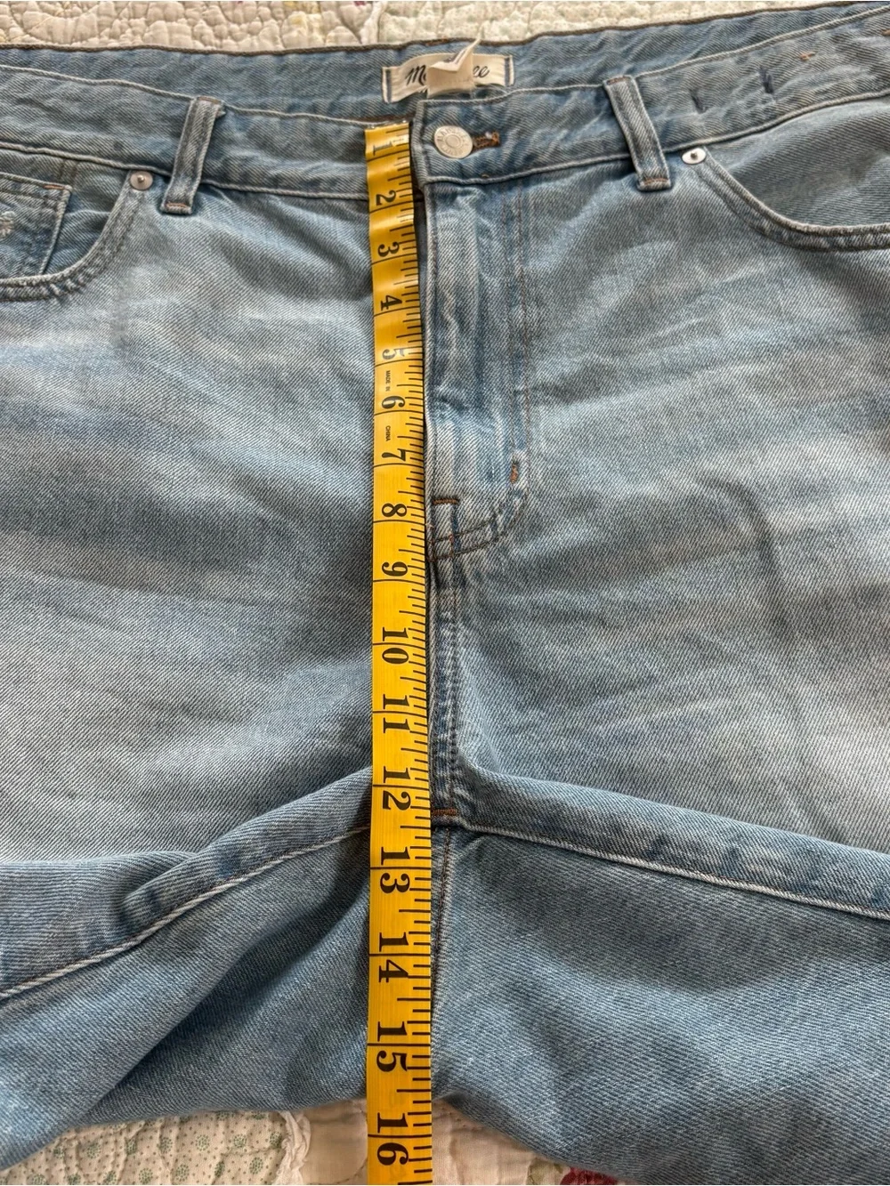Madewell Baggy Jean Shorts Blue Women's Washed Blue Denim Size 18W Distressed